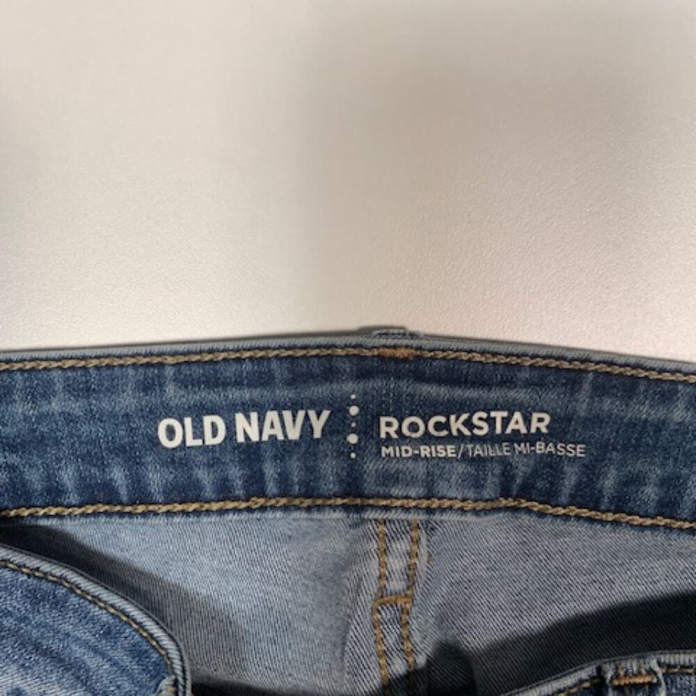 Old Navy Rockstar Mid Rise Skinny Jeans Women Size 6 Distressed Stretch Denim - Picture 7 of 9